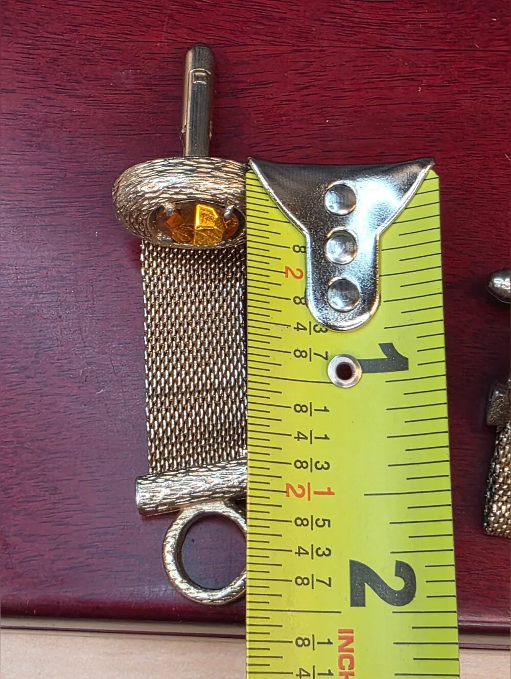 Vintage Cufflinks Dante Amber Brown Faceted Stone Wrap Around Mesh Gold-tone MCM